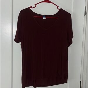 Old Navy Deep Burgundy V-Neck Tee